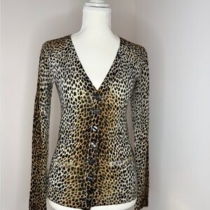 D&G Leopard Print Button-Front Light Cardigan Fitted